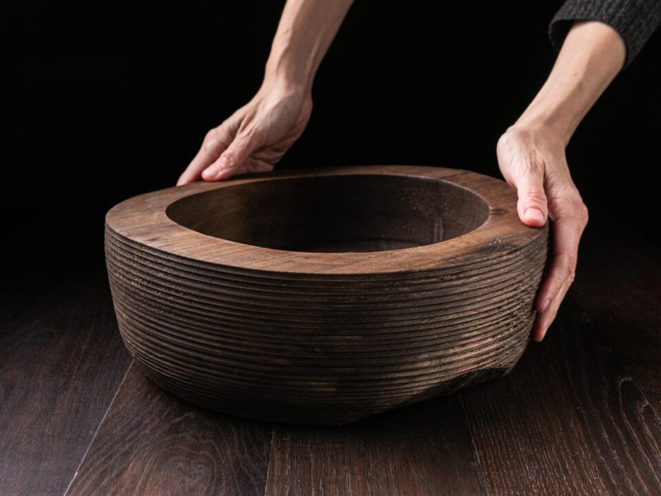 Spalted Birch Shallow Bowl with Stripes A12J106